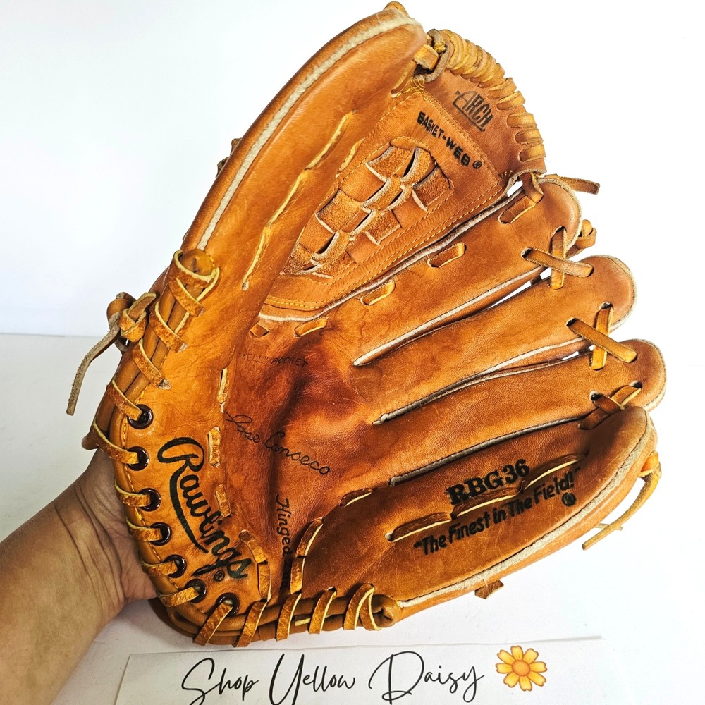 Vintage Rawlings Jose Canseco RBG36 Hinged Pad‎ Baseball Glove RHT Fastback 1223
